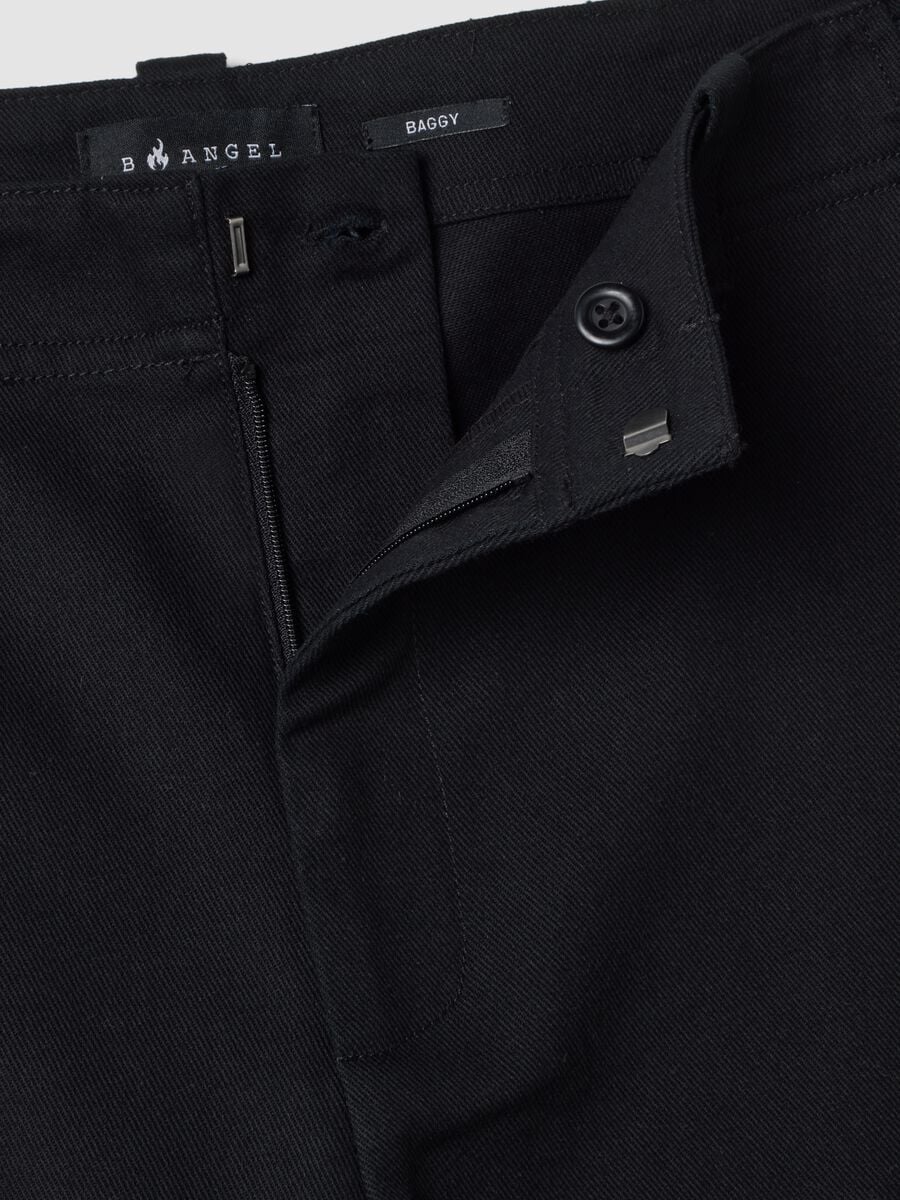Pantaloni chino neri in puro cotone baggy fit_1