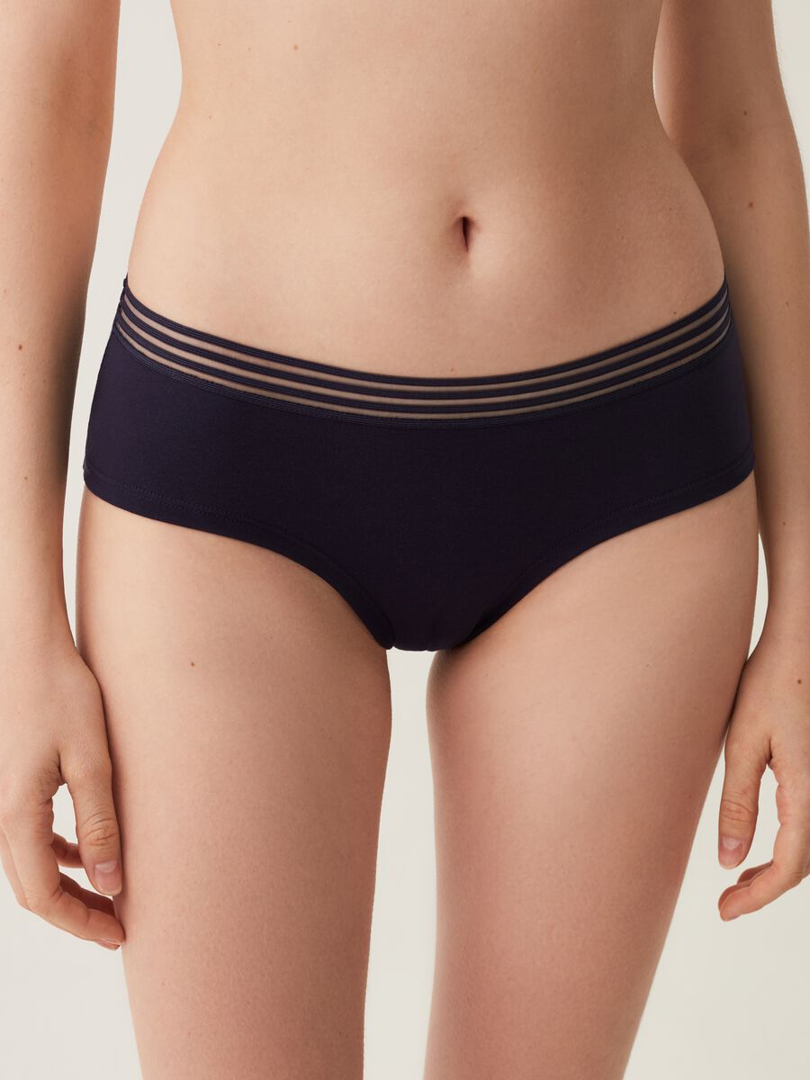Two-pair pack French knickers with striped trims_1