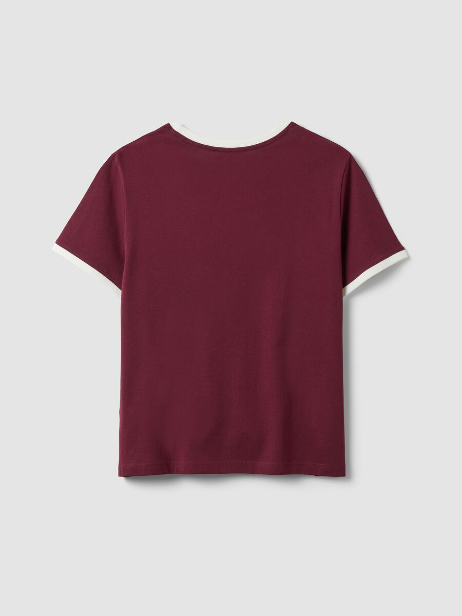 Rotes T-Shirt aus reiner Baumwolle mit Kn&ouml;pfen, Regular Fit_1