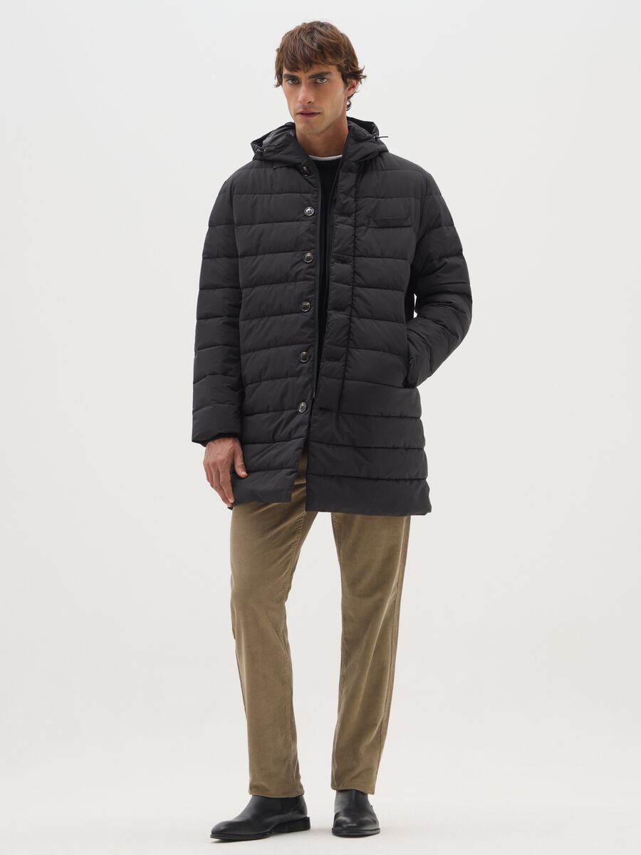 Black regular fit parka jacket with zip_1