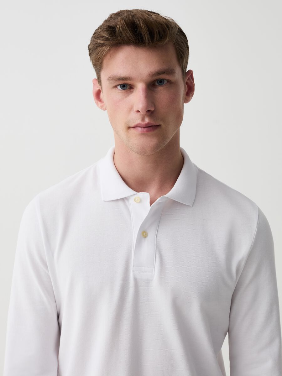 Cotton polo shirt with long sleeves_1