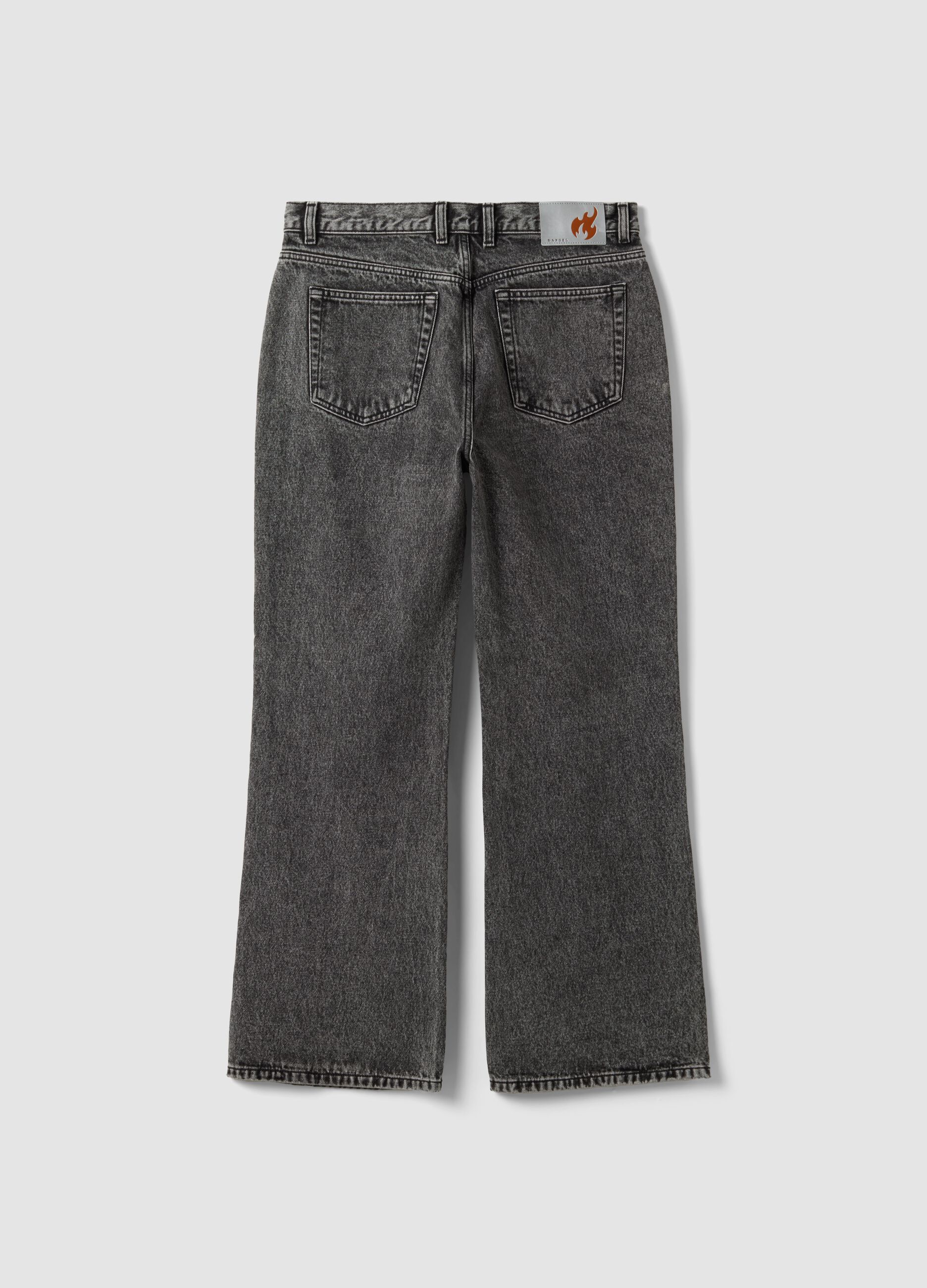Jeans denim grigi flare fit in puro cotone