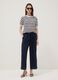 White and blue striped regular-fit openwork viscose-blend T-shirt_1