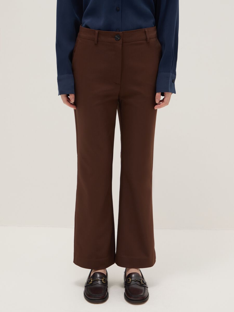 Brown stretch regular fit trousers_1