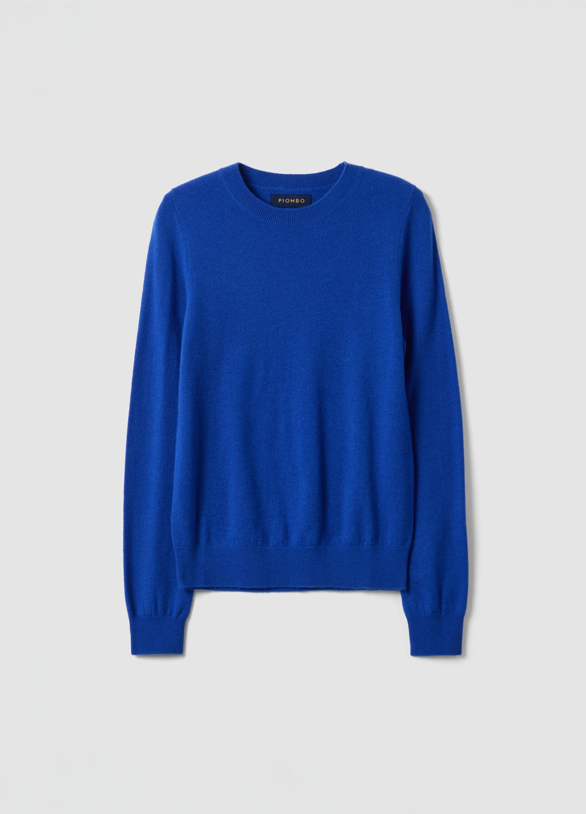 Blauer Rundhals-Pullover aus reiner Wolle