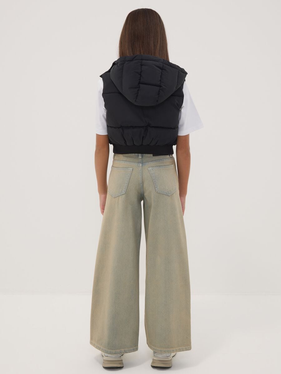 Girls&rsquo; grey wide-leg pure cotton jeans_2
