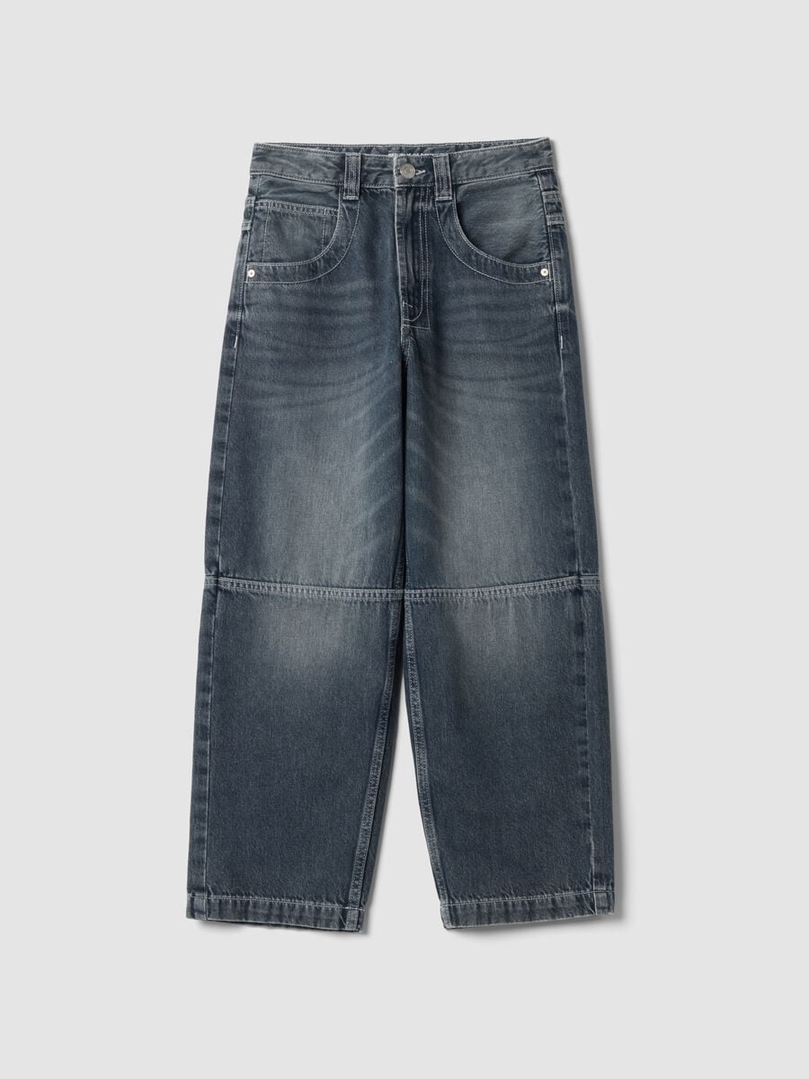 Blue pure cotton skater-fit jeans_0