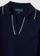 Blue regular fit shirt with polo collar and contrast details_5