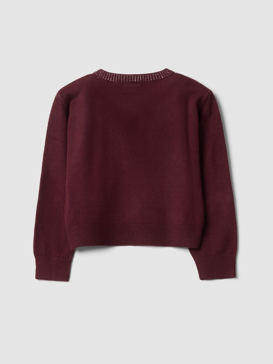 Purple crew-neck jumper with rhinestone details, regular fit_1