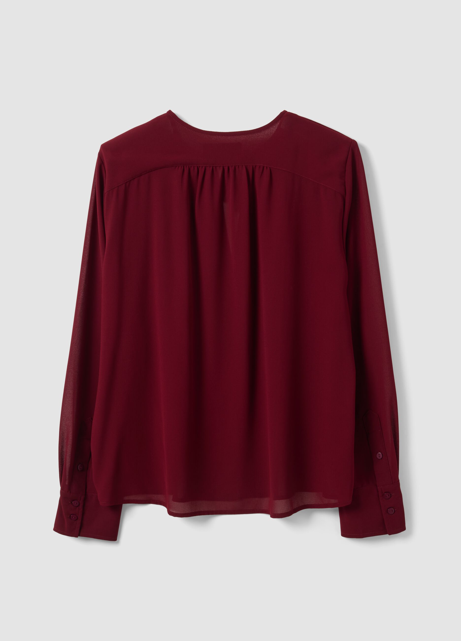 Rote Bluse in Regular Fit mit V-Ausschnitt und Bindeband