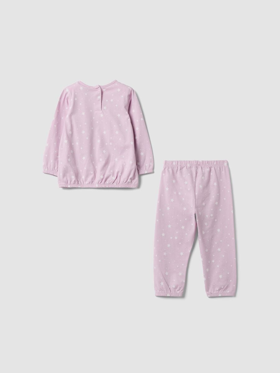 Pink organic cotton jersey pyjamas with star print_1