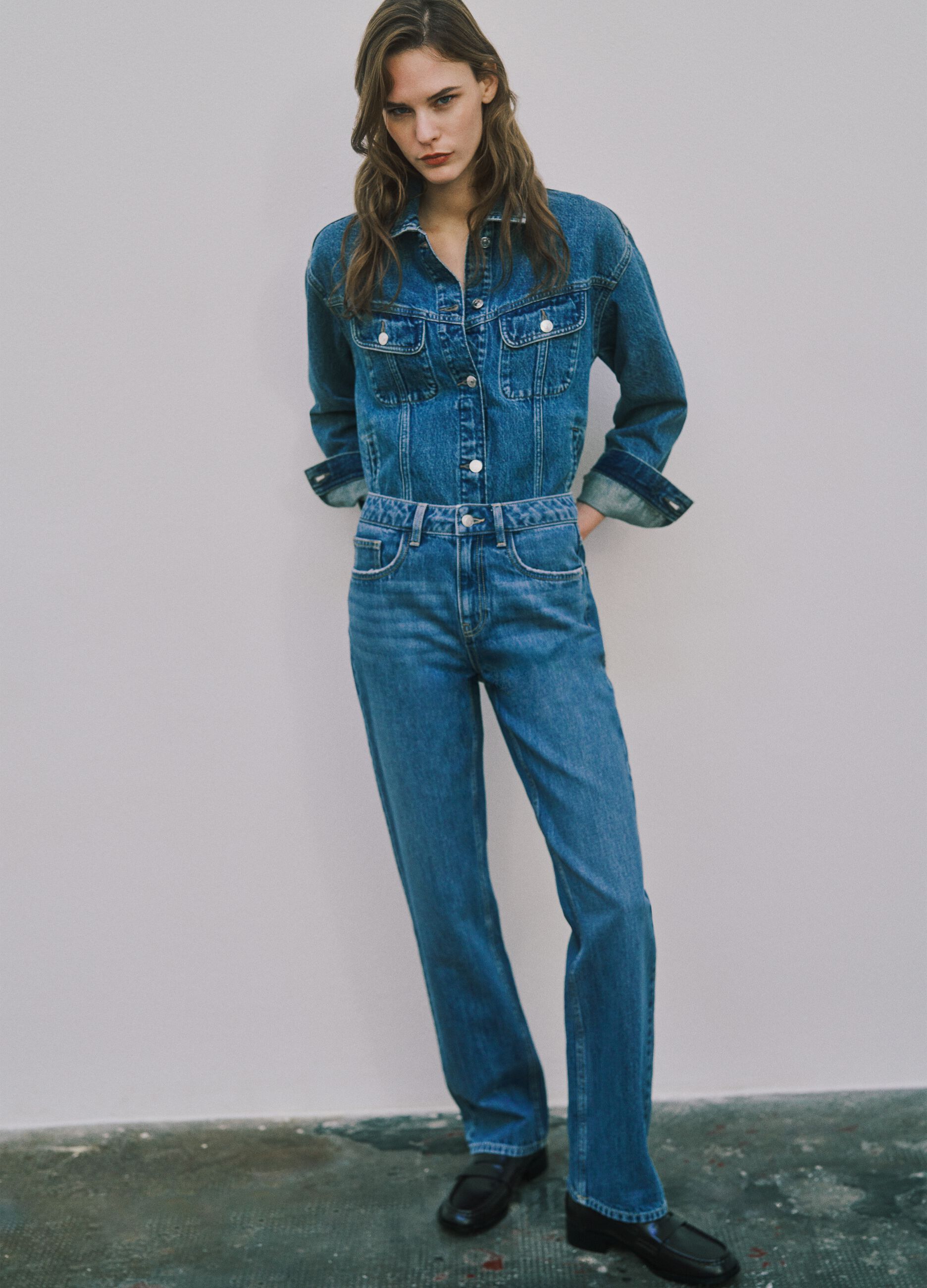 Blue cotton straight fit jeans