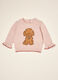 Rosa Pullover aus elastischer Wolle mit H&uuml;ndchen-Print_0