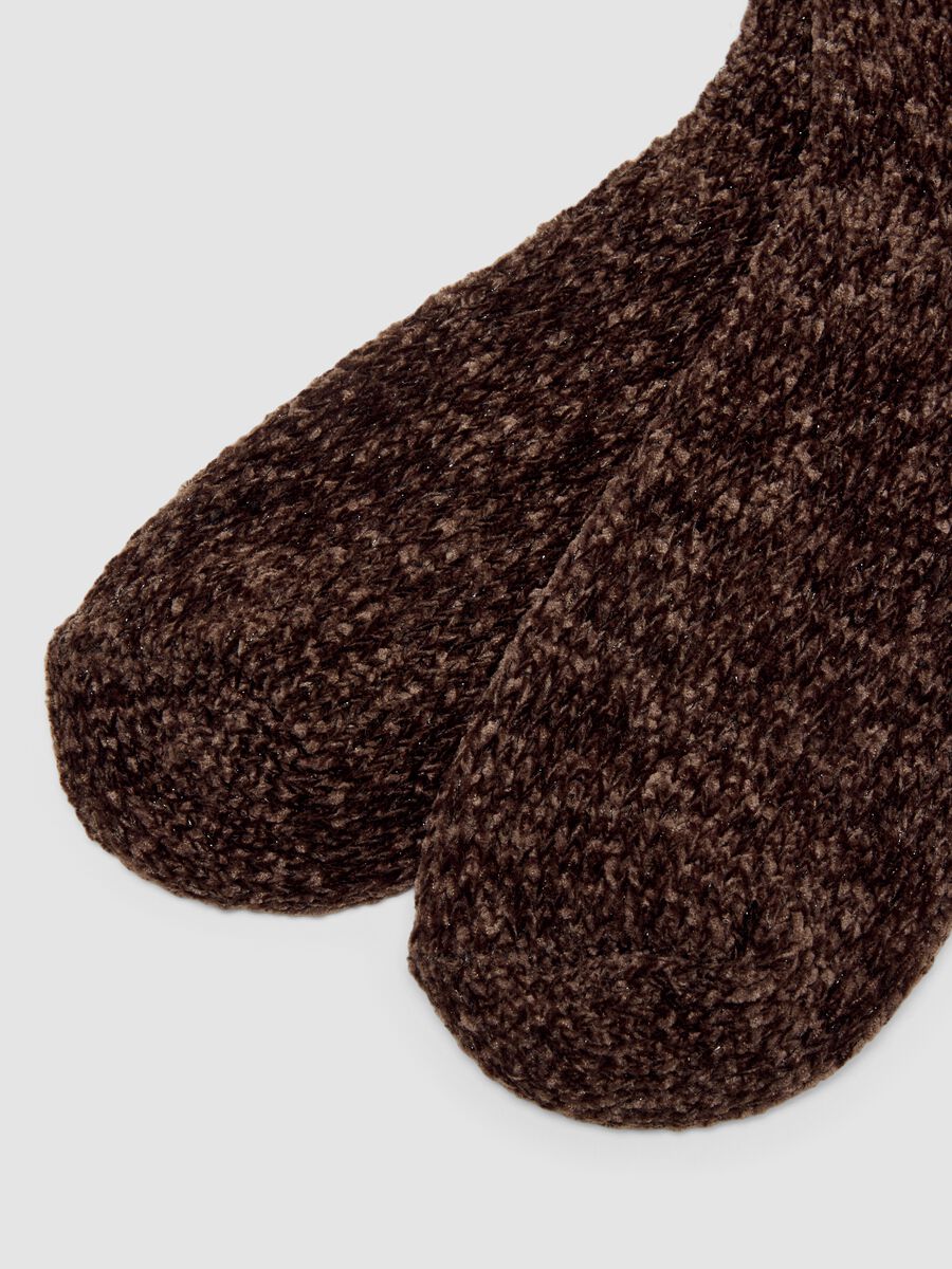 Brown boucl&eacute;-effect stretch-fabric socks_2