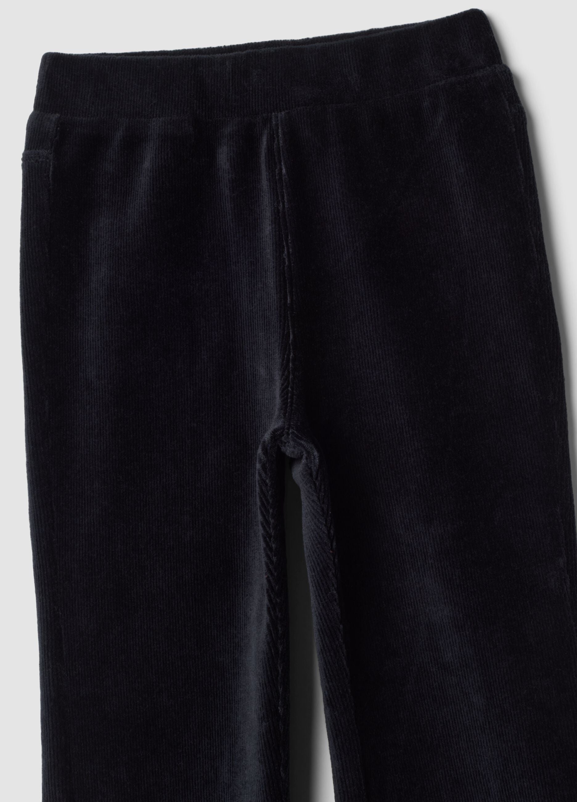 Black flared stretch cotton trousers