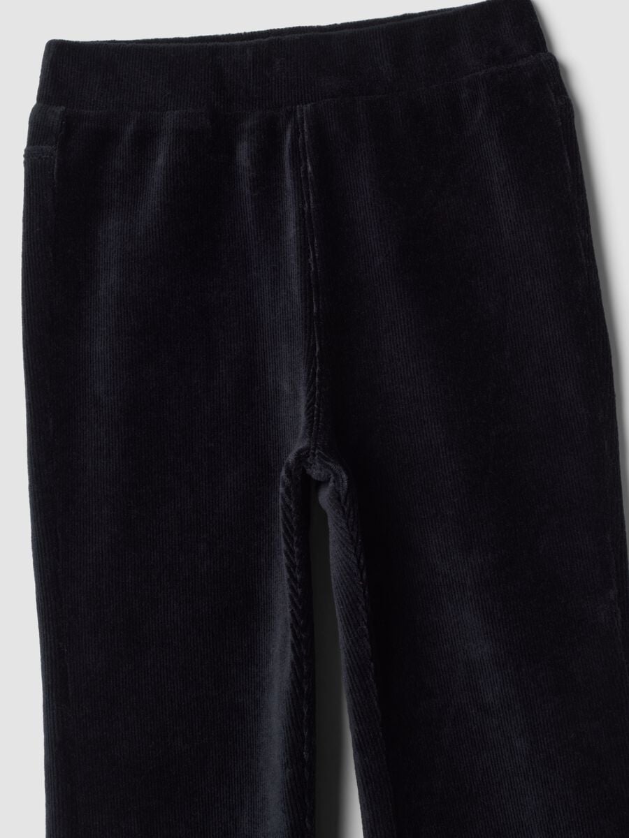 Black flared stretch cotton trousers_2