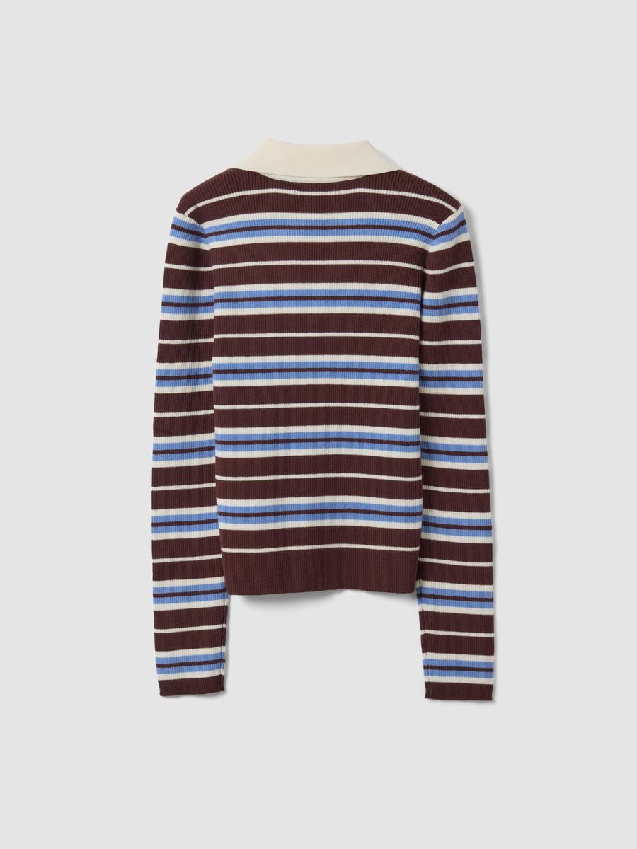 Maglia multicolor a righe in misto viscosa colletto polo fitted_2
