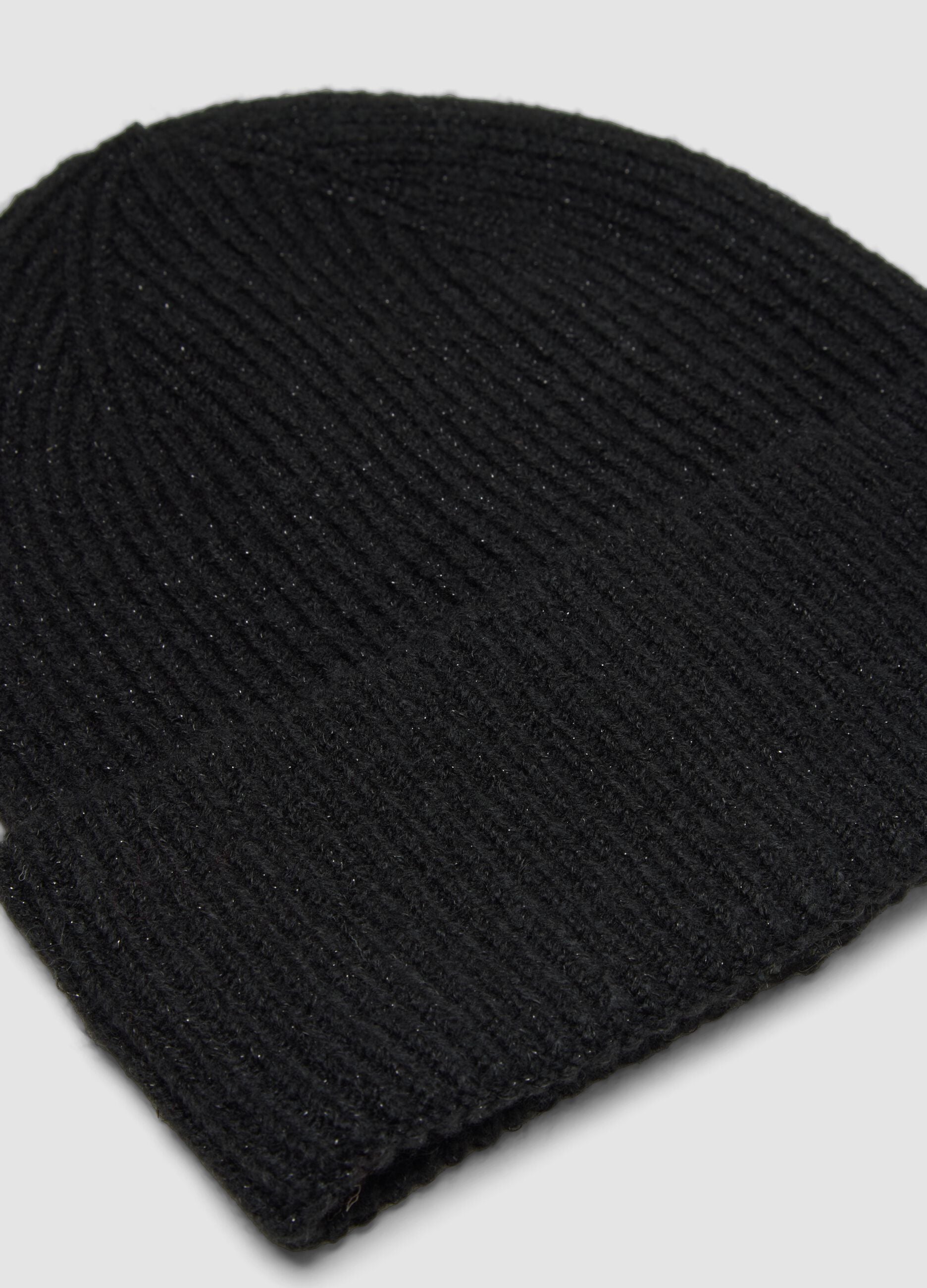 Black ribbed stretch-wool beanie