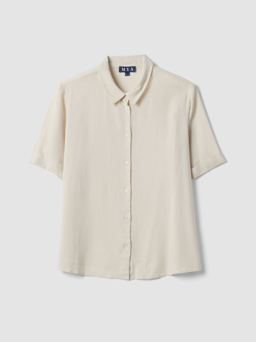 White viscose-linen blend shirt, regular fit_4