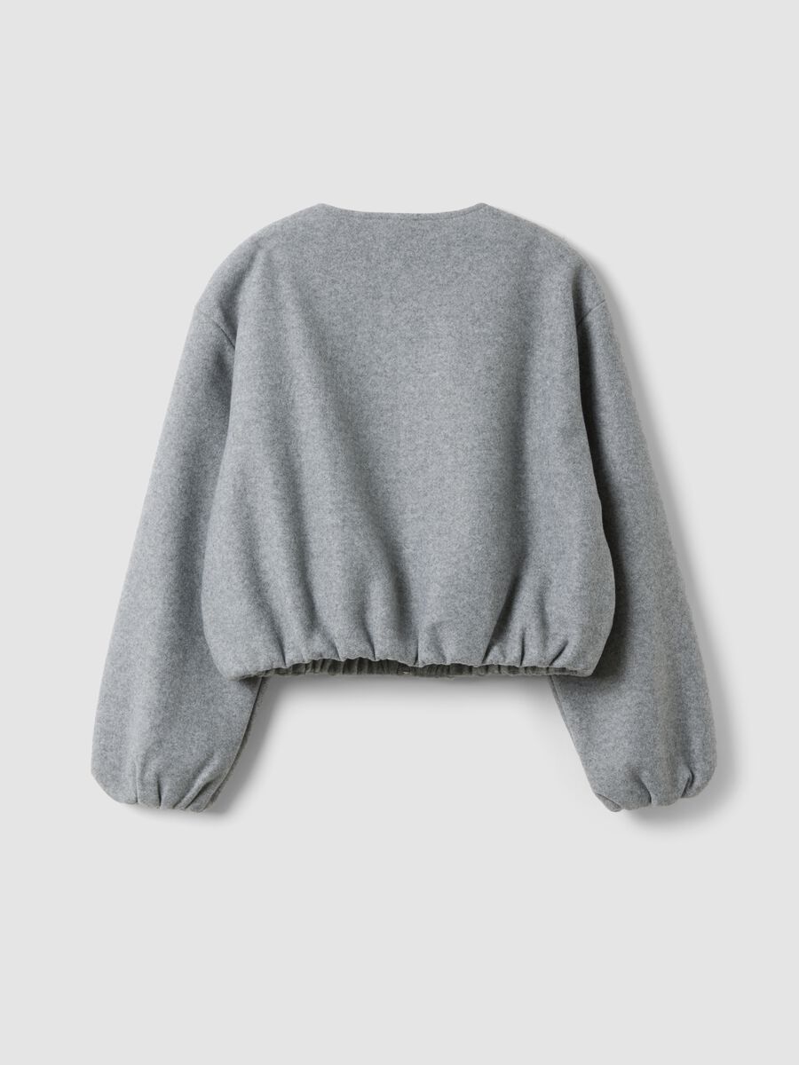 Girls&rsquo; grey regular-fit zip-up jacket_1