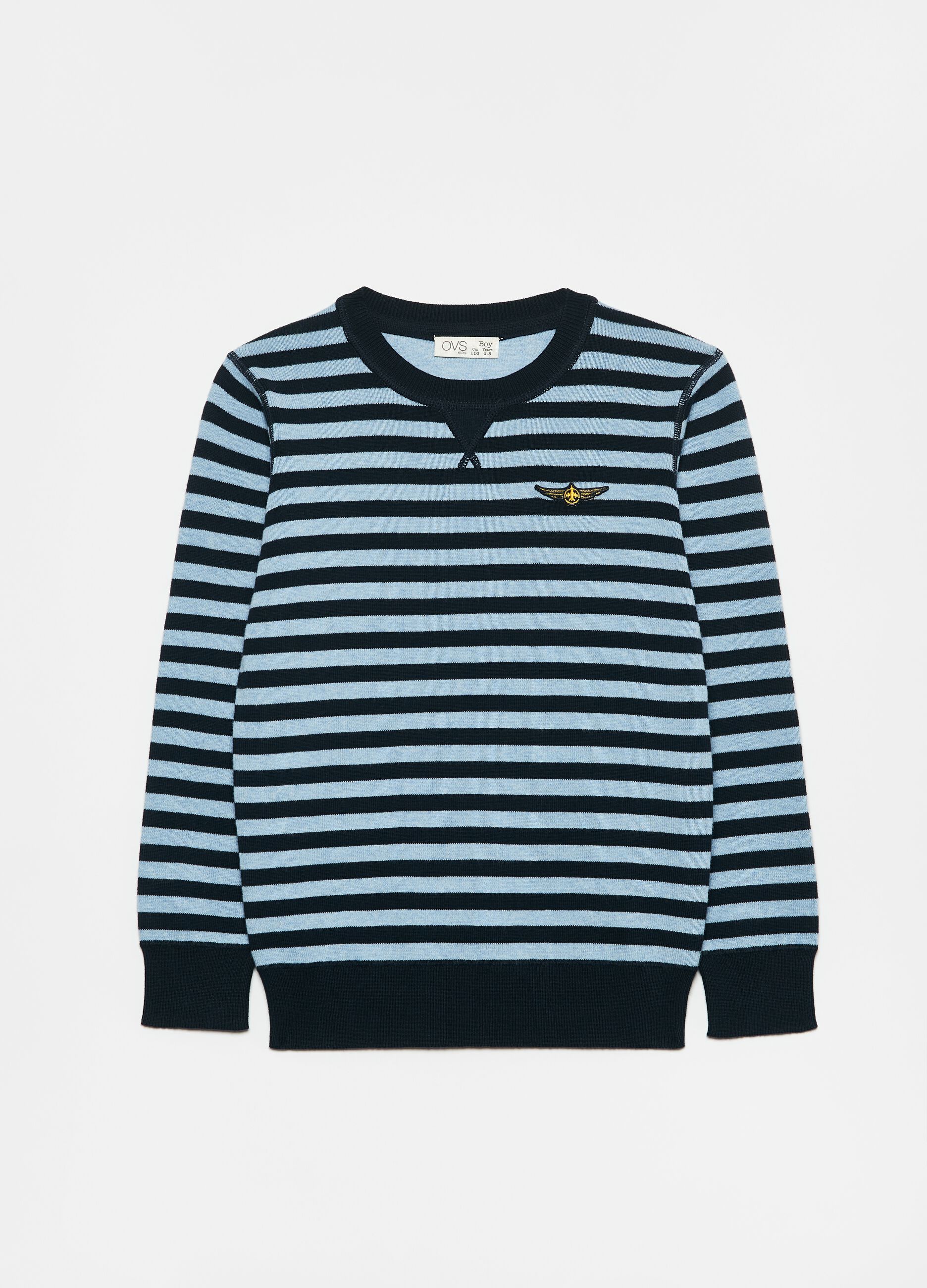 Striped pullover with aviation patch