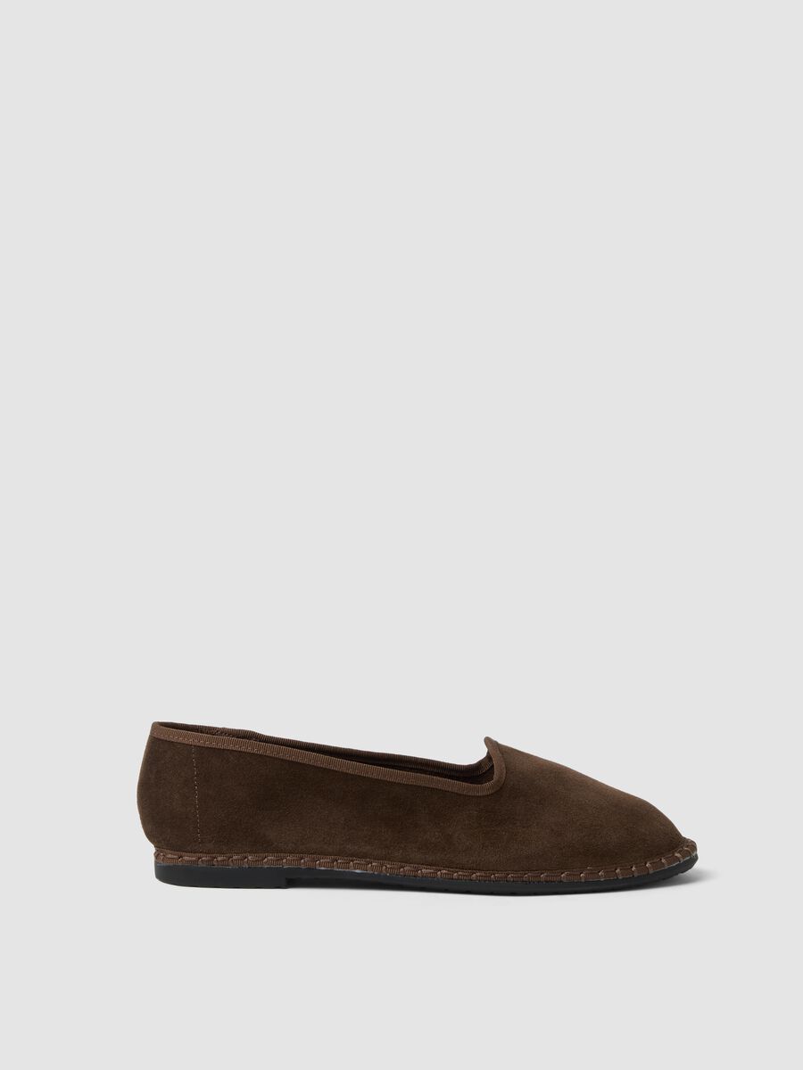 Braune Furlane aus echtem Veloursleder_0