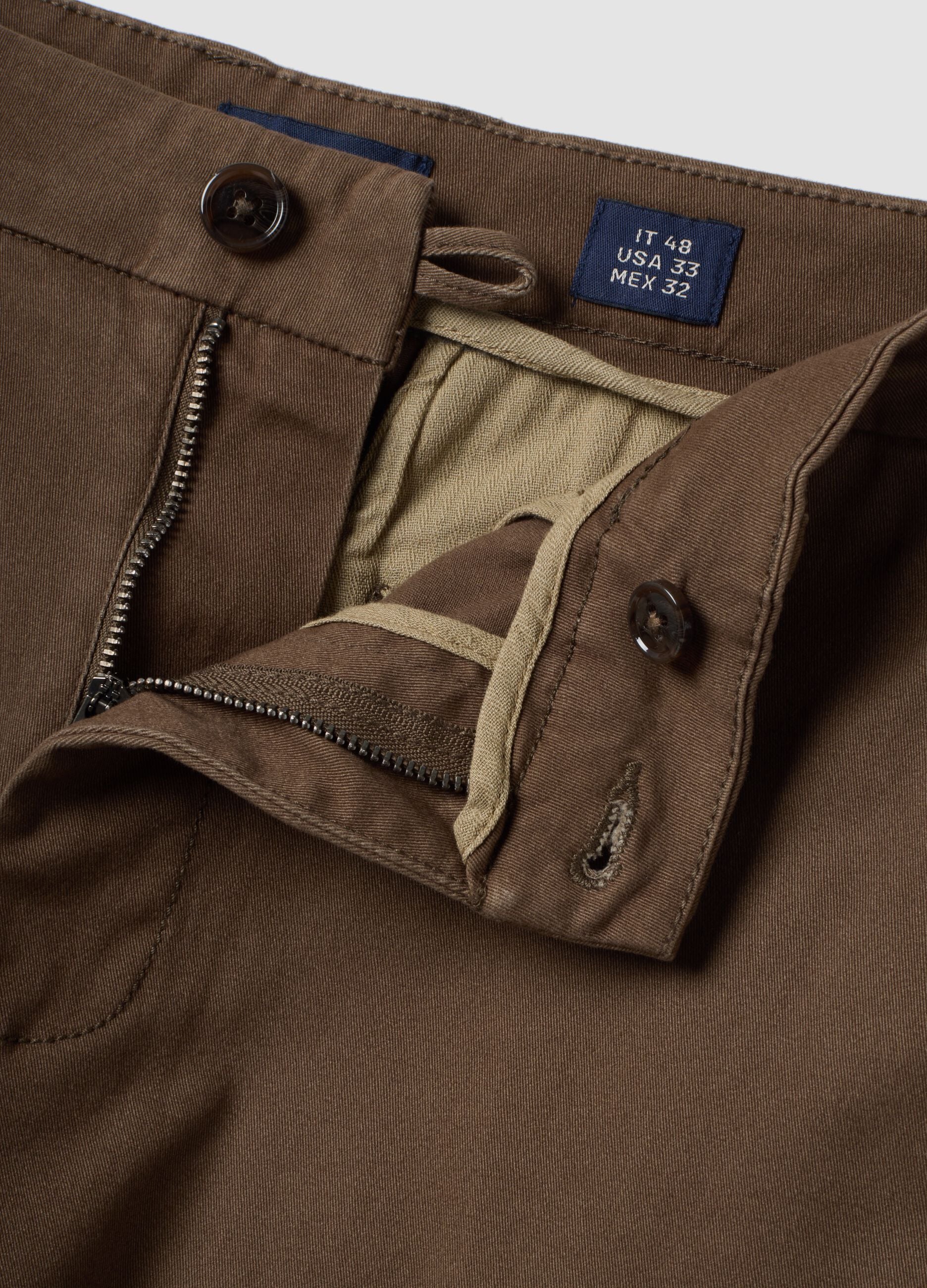 Brown slim-fit stretch cotton twill chino trousers