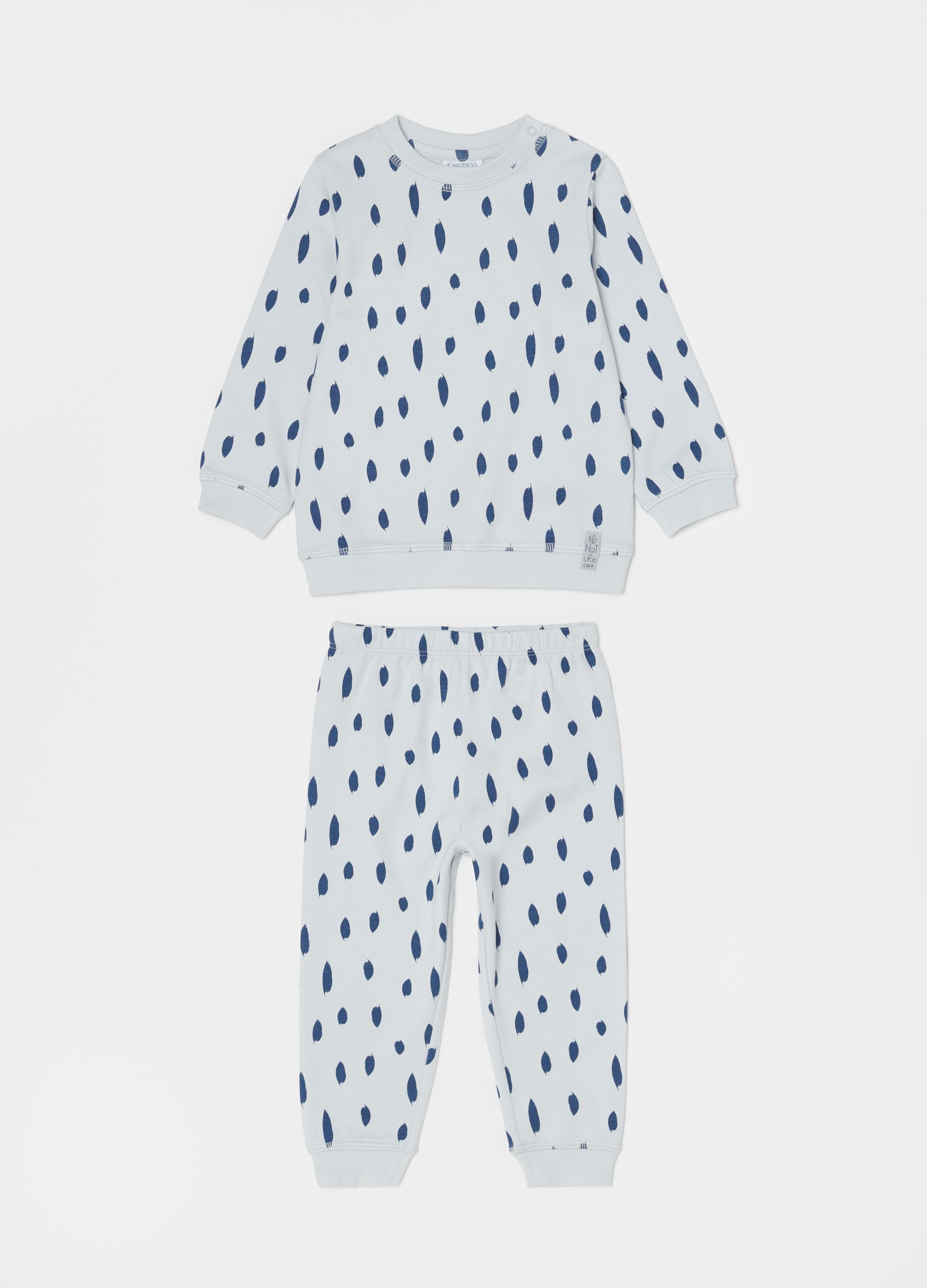 Pijama largo de algodón 100% estampado follaje