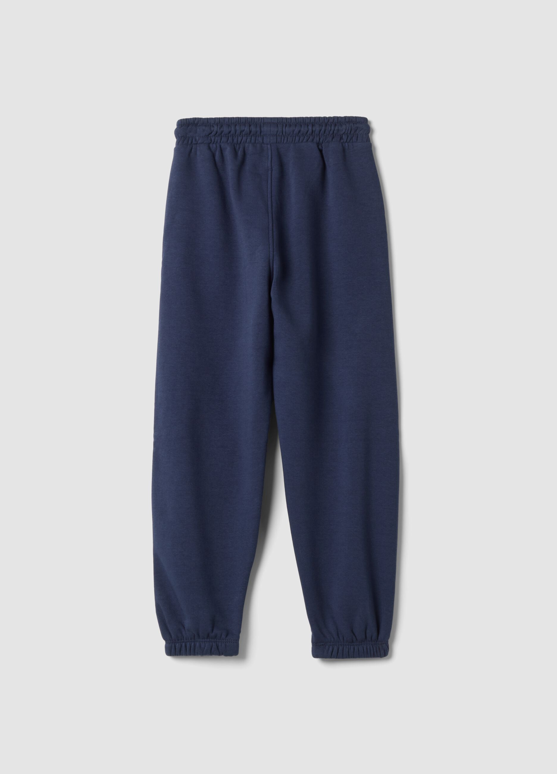 Blue cotton-blend jogger trousers, comfort fit