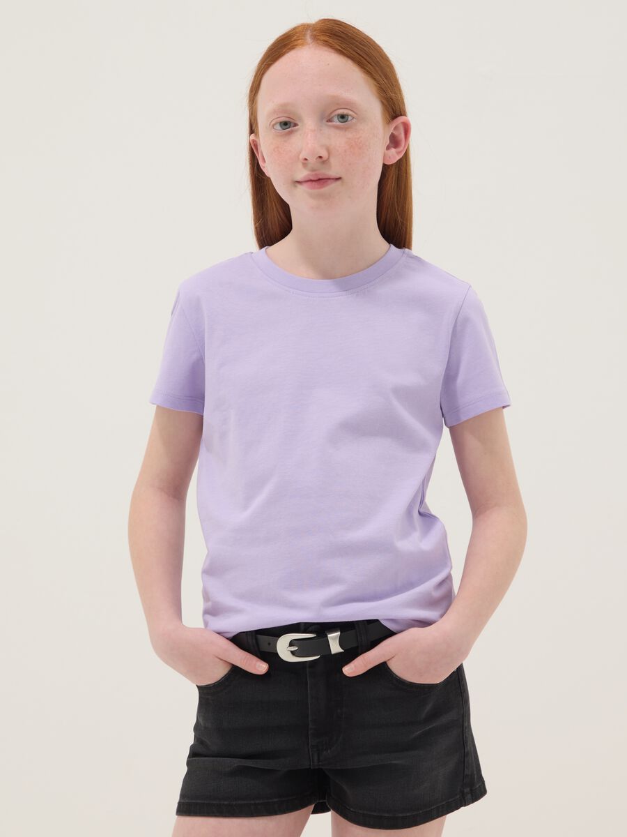 Girls&rsquo; Purple Pure Cotton Regular Fit T-shirt_0