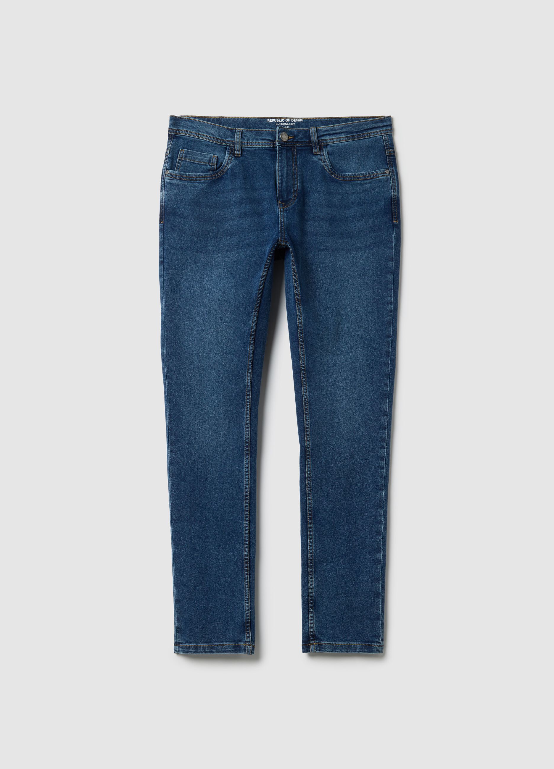 Super skinny blue cotton blend jeans