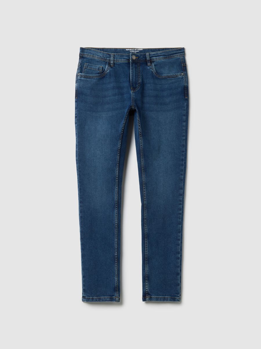 Super skinny blue cotton blend jeans_4