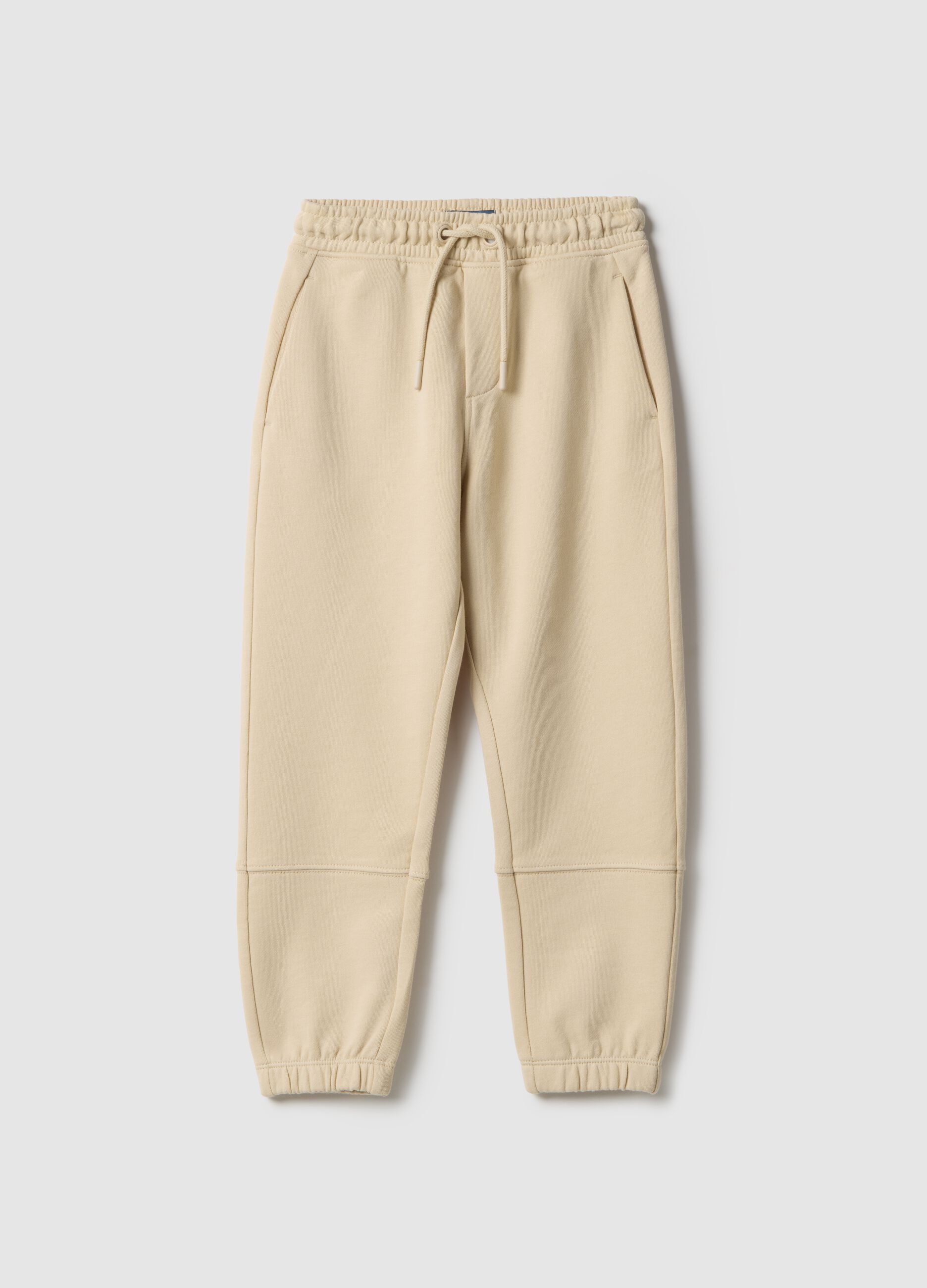 Children's beige jogger trousers in pure cotton regular fit