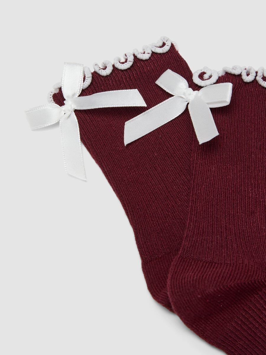 Red organic cotton-blend socks with bows_1