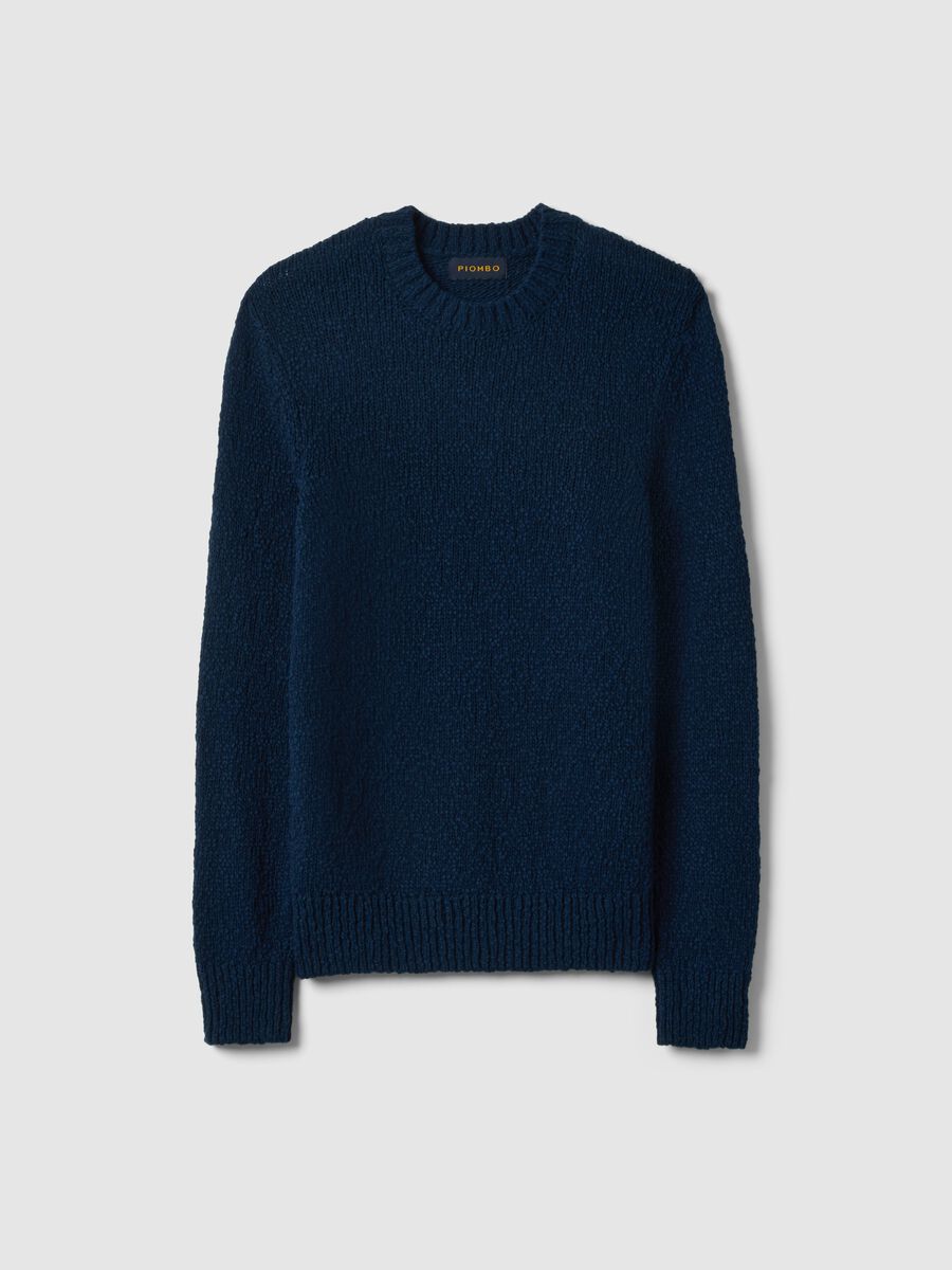 Long sleeve blue pure cotton pullover regular fit_4