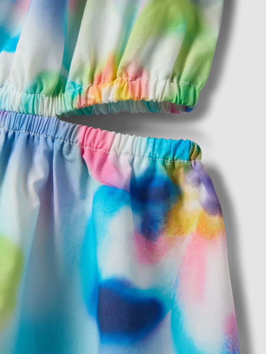 Mehrfarbiges Kleid aus reiner Baumwolle mit Blumenmuster, Regular Fit_2