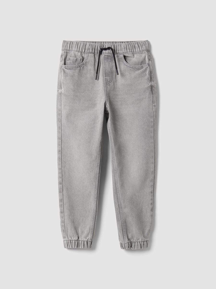 Jog denim cinzento em mistura de algod&atilde;o e viscose, corte relaxed para rapaz_0