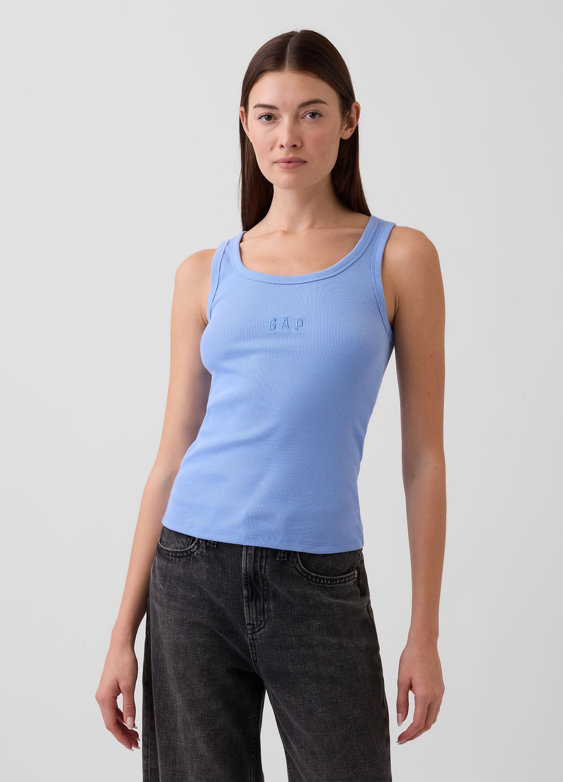 Stretch cotton tank top