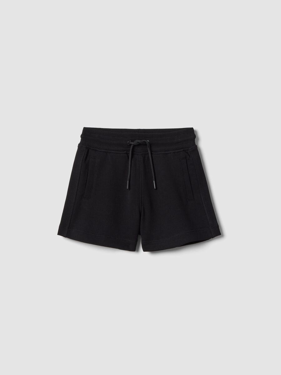 Girls&rsquo; black pure cotton shorts, regular fit_0