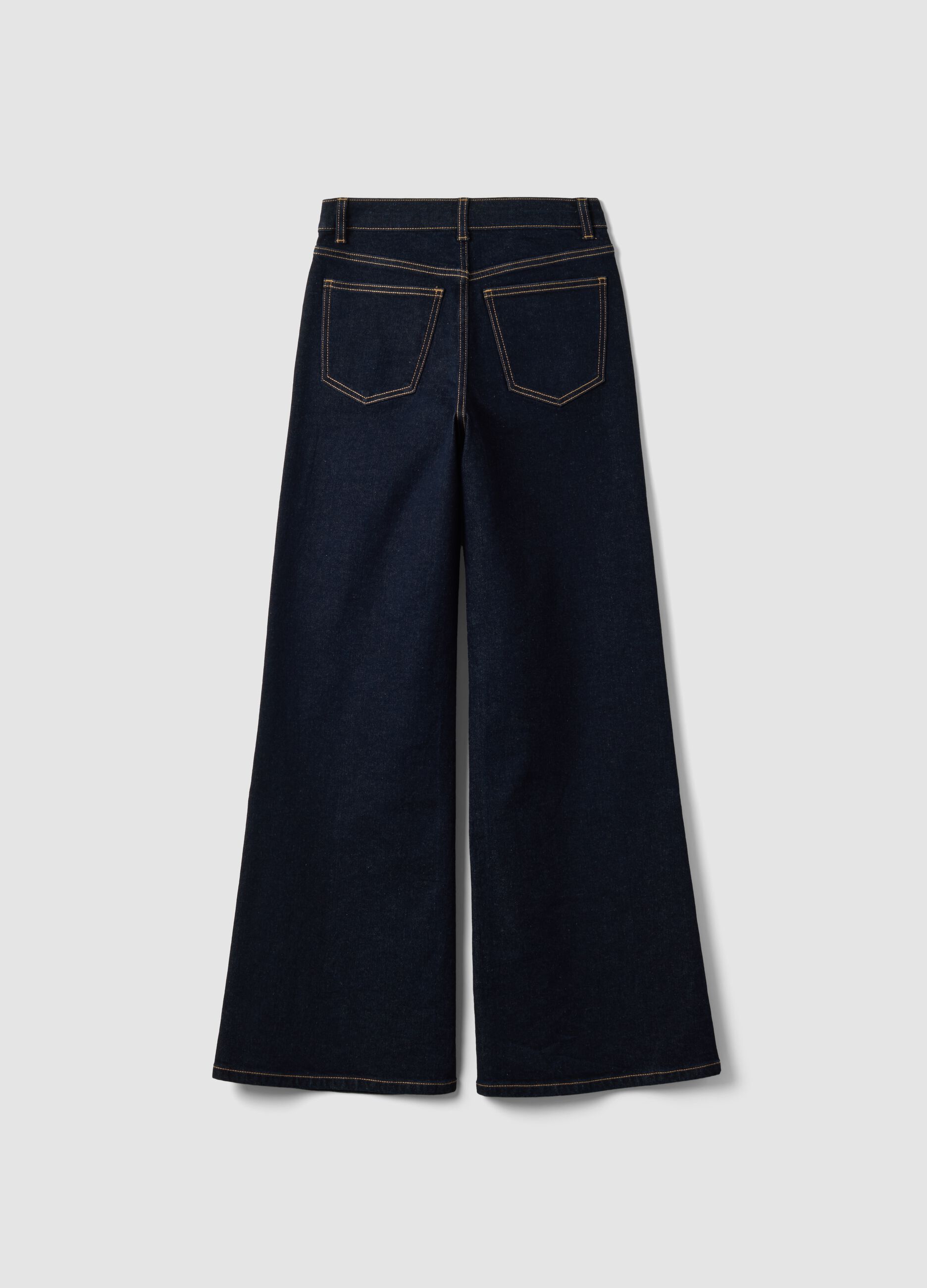 Blue wide-leg jeans in stretch cotton
