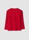 T-shirt rossa in puro cotone organico con girocollo_1