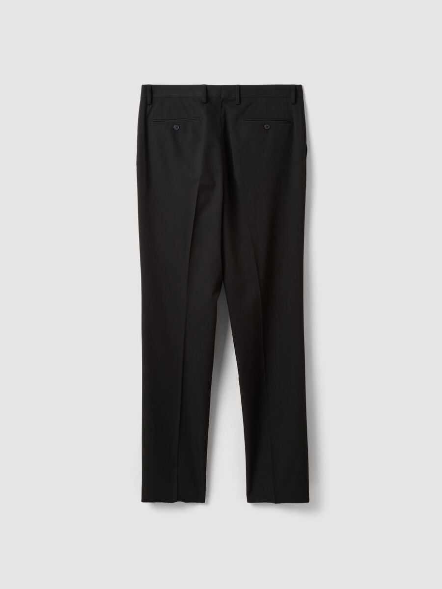 Black regular-fit formal trousers in stretch viscose_1