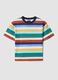 Boys' Regular Fit Multicoloured Striped Pure Cotton T-shirt_0
