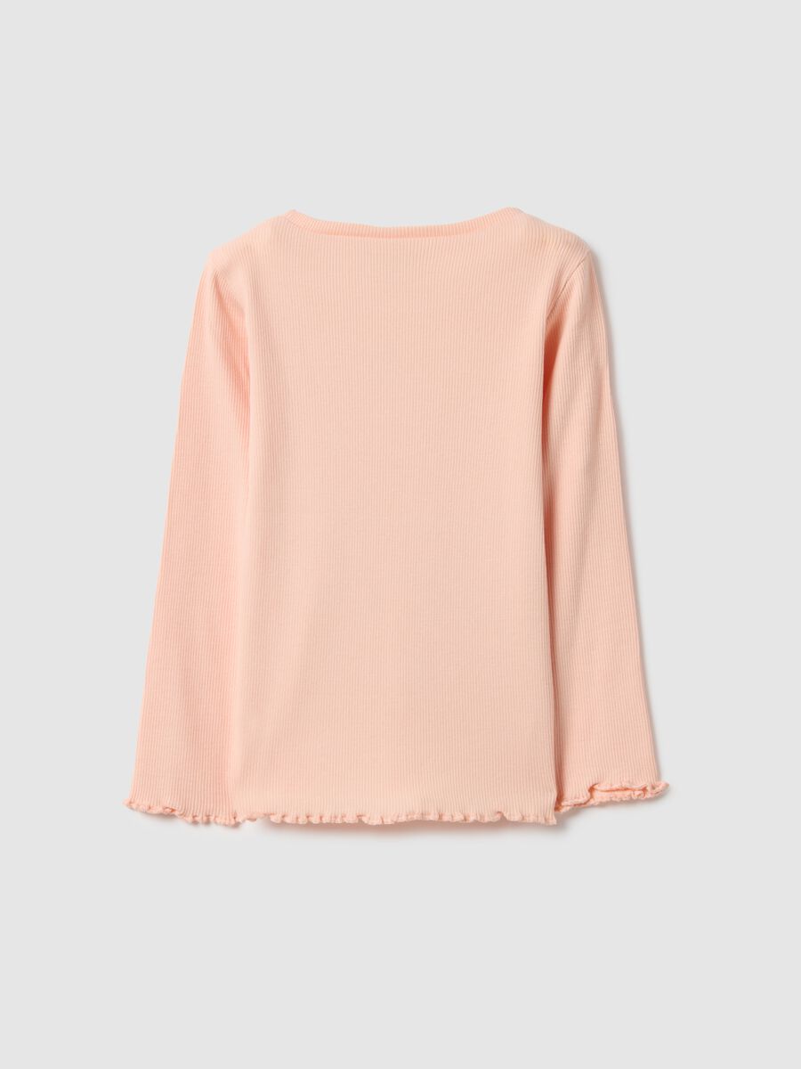 Pink long sleeve girls' t-shirt in regular fit cotton blend_1