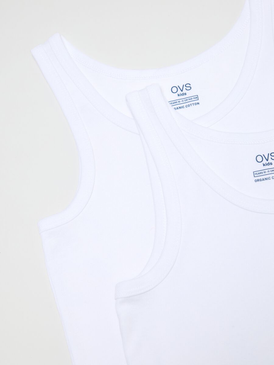 Boys' white undershirts twin pack in pure cotton regular fit_3