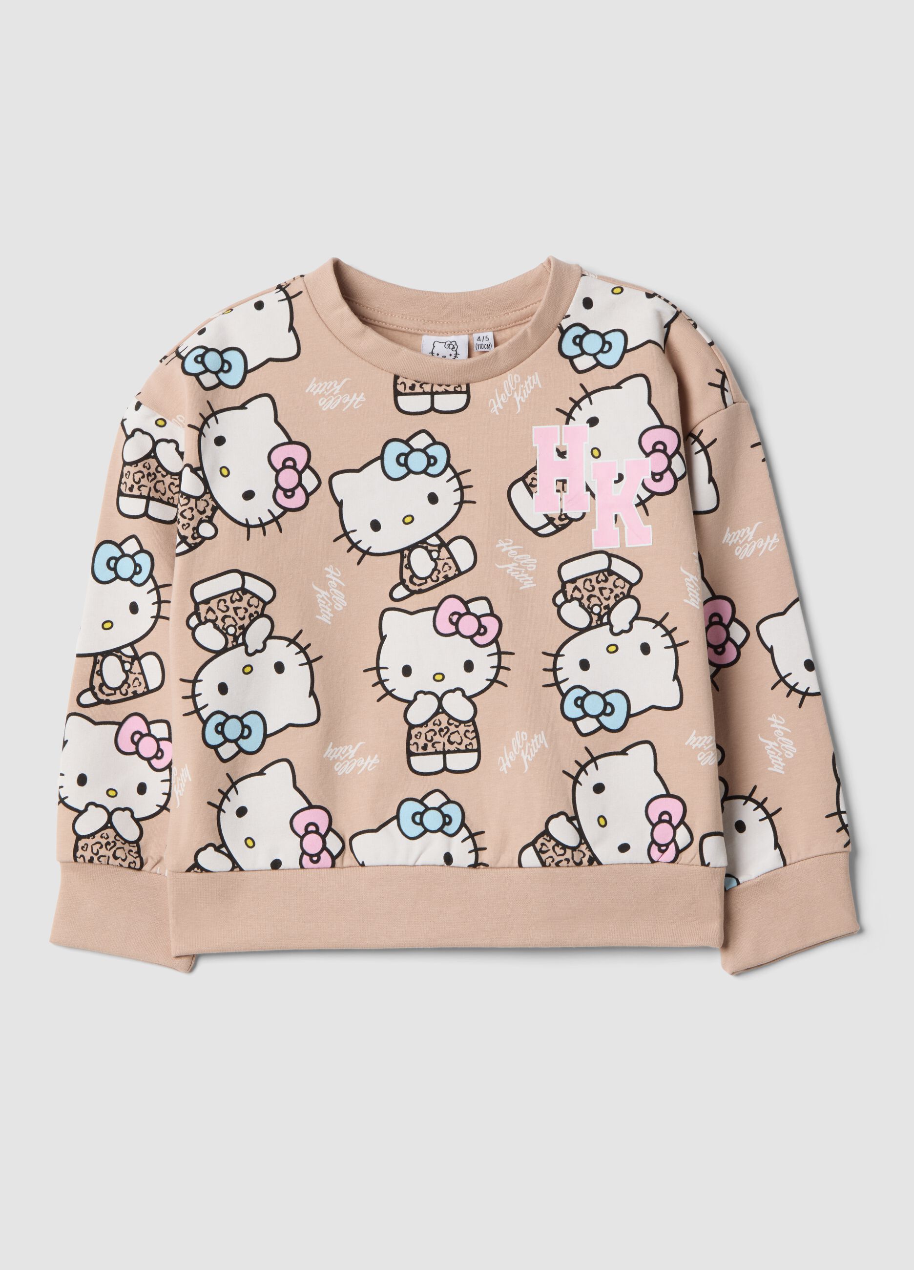 Felpa rosa in cotone elasticizzato con fantasia Hello Kitty per bambina