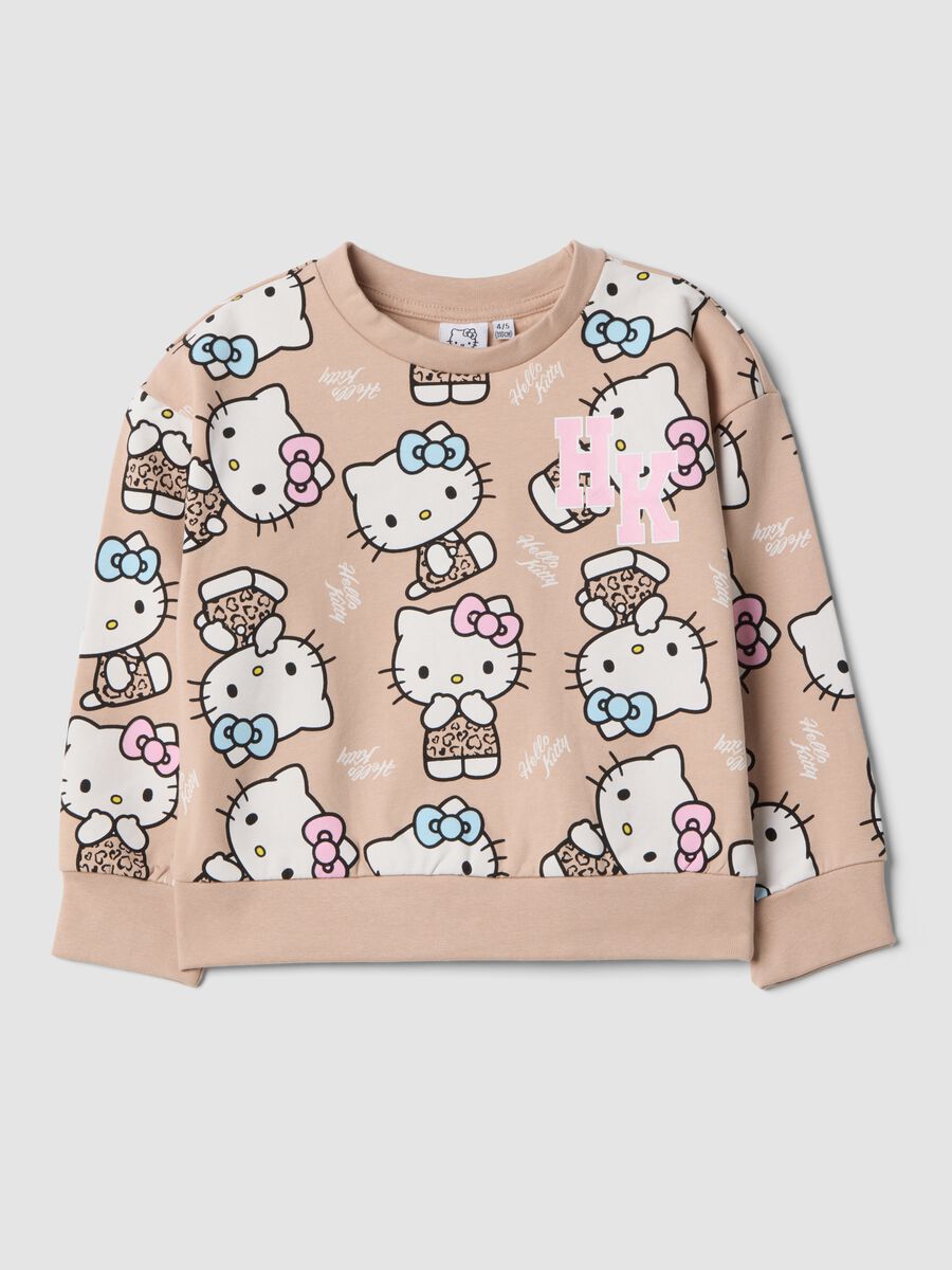 Felpa rosa in cotone elasticizzato con fantasia Hello Kitty per bambina_0