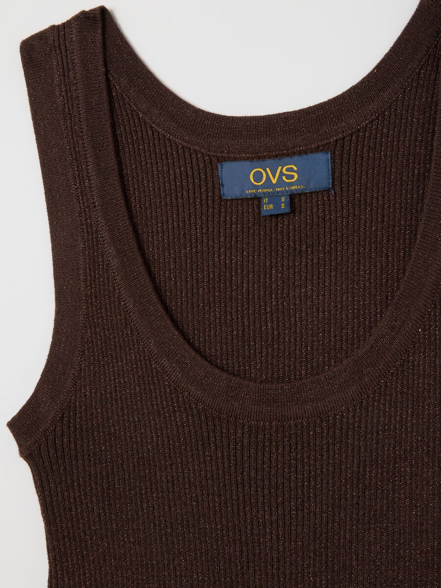 Women's Brown Stretch Fabric Vest_5
