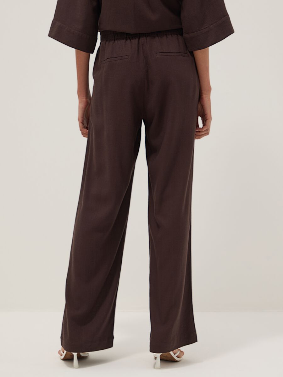 Brown viscose and linen-blend straight-fit trousers_2