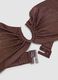 Brown bandeau bikini top in stretchy fabric with glitter_6